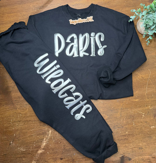 Metallic Puff Black Sweatpants - Word & Puff Colors Customizable!!