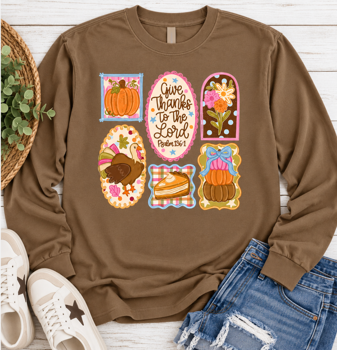 Give Thanks To the Lord Thanksgiving Long Sleeve Tee