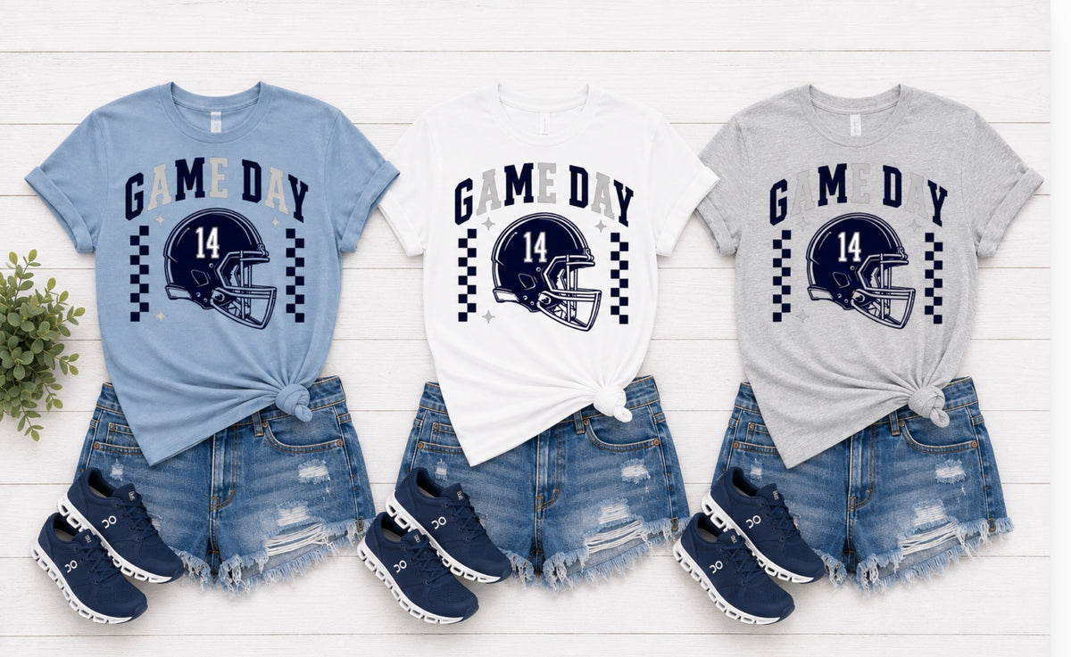 Navy and Silver Game Day Football