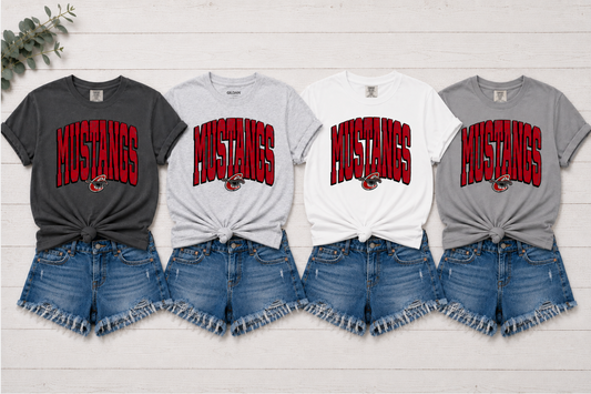 Mustangs Tall Letters with Outline