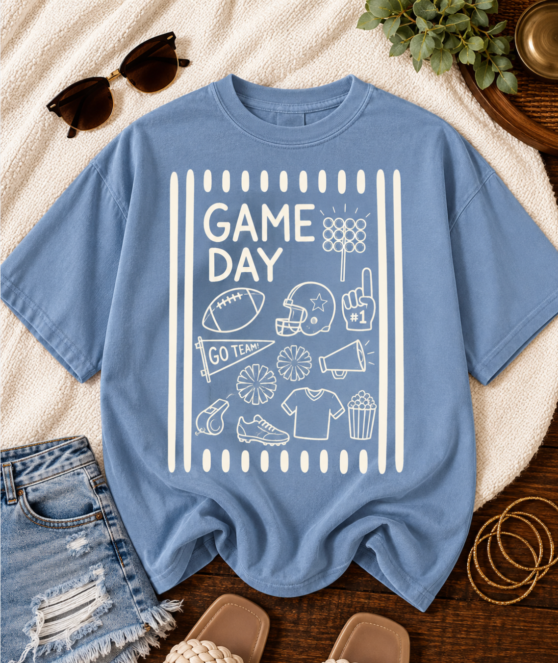 Game Day Football Icons & Stripes