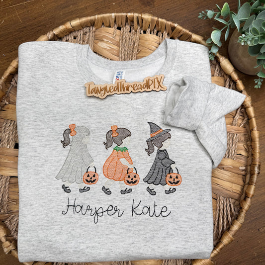 Youth Ghost Girl Trio - Embroidered Sweatshirt - Personalized!