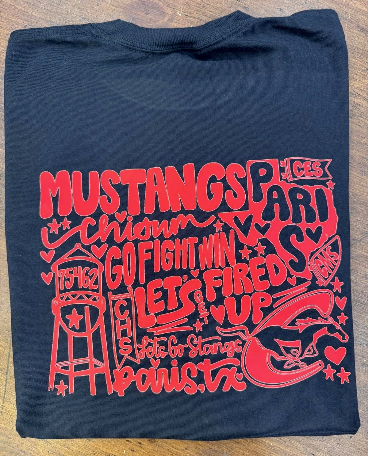 Black Mustangs Collage Red Letters