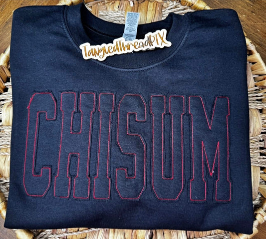 Black Chisum with Black Letters Red Stitching - Embroidered