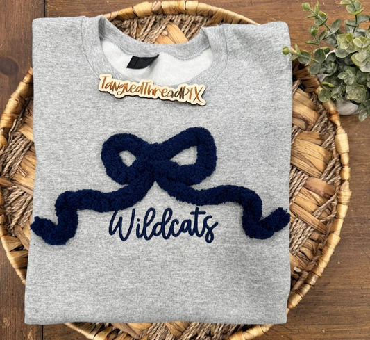 Wildcat Chenille Bow Embroidered Sweatshirt