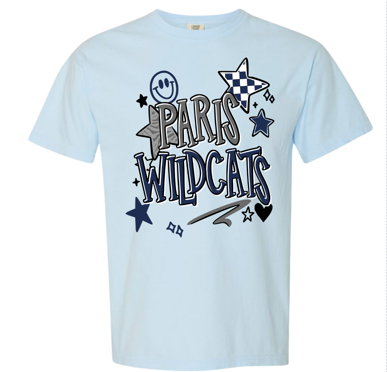 Chambray Blue Paris Wildcats Smiley Collage