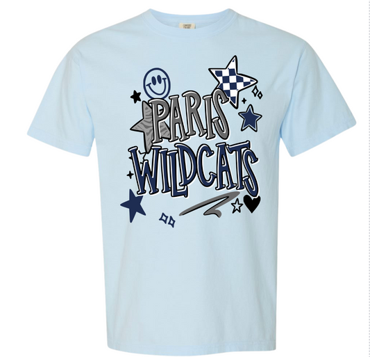 Chambray Blue Paris Wildcats Smiley Collage