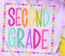 Colorful Grade Level Hand Lettered Tees - Blue or Purple