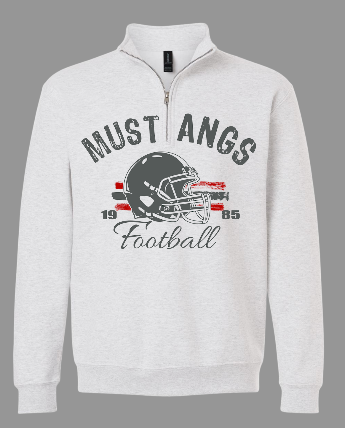 Mustangs Football 1/4 Zip - Ash Gray