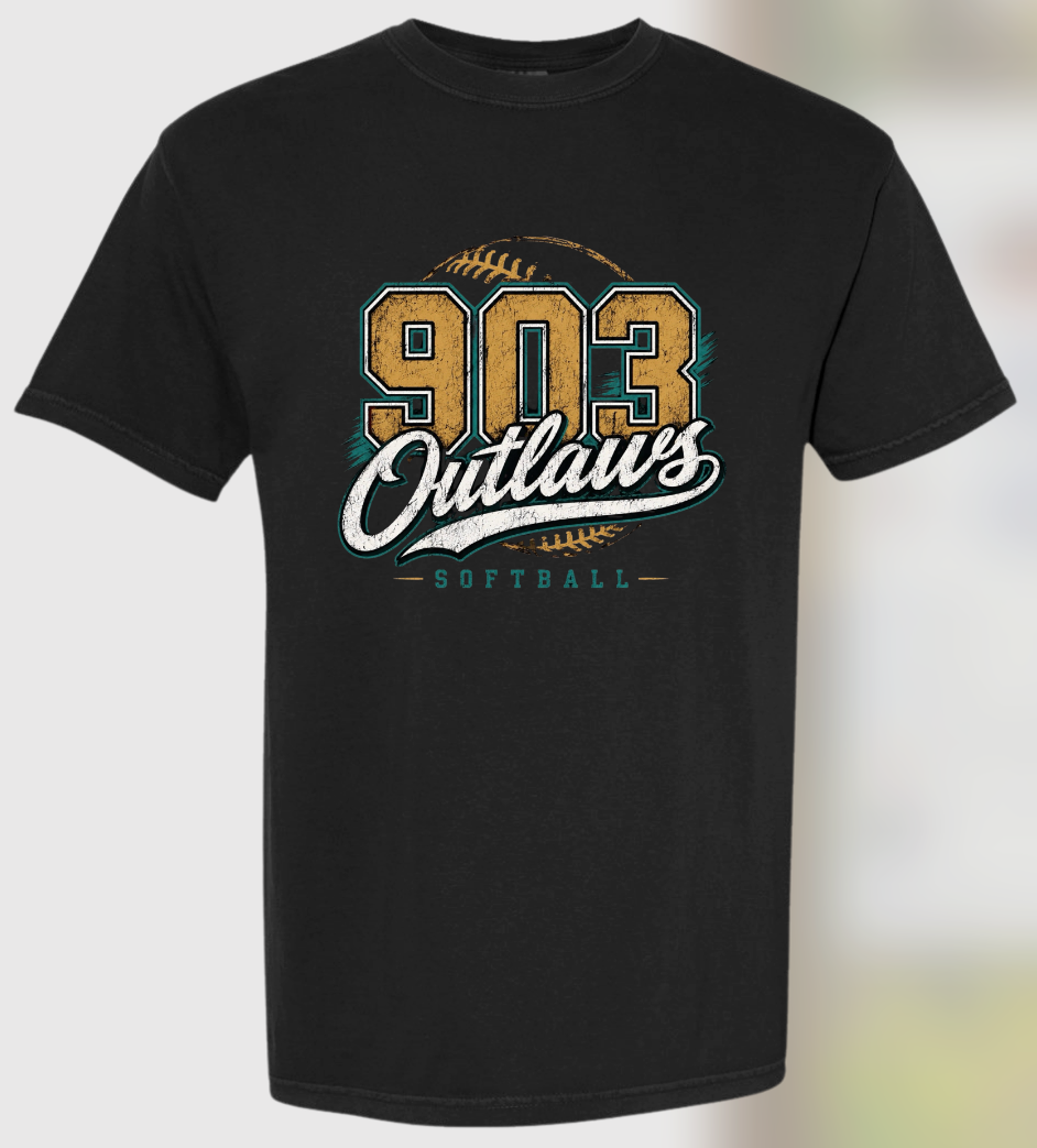 903 Outlaws Softball - Gold and White- T-shirt