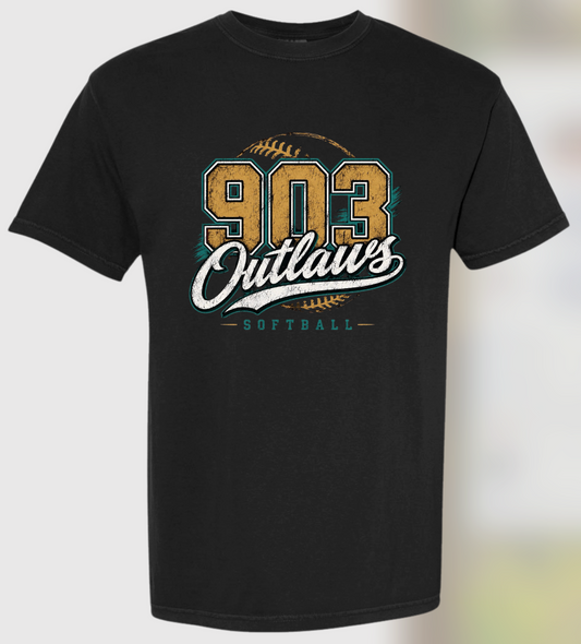 903 Outlaws Softball - Gold and White- T-shirt