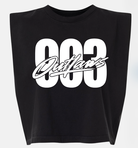 903 Outlaws Softball - White - Boxy Muscle Crop
