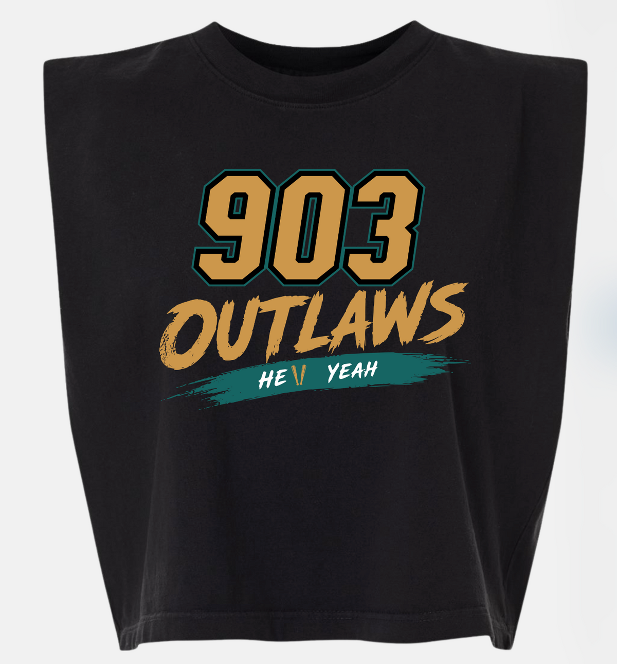 903 Outlaws Softball - Gold - Boxy Muscle Crop